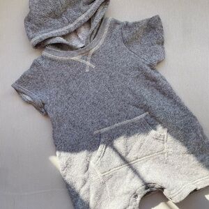 GAP Gray Hooded Baby Romper